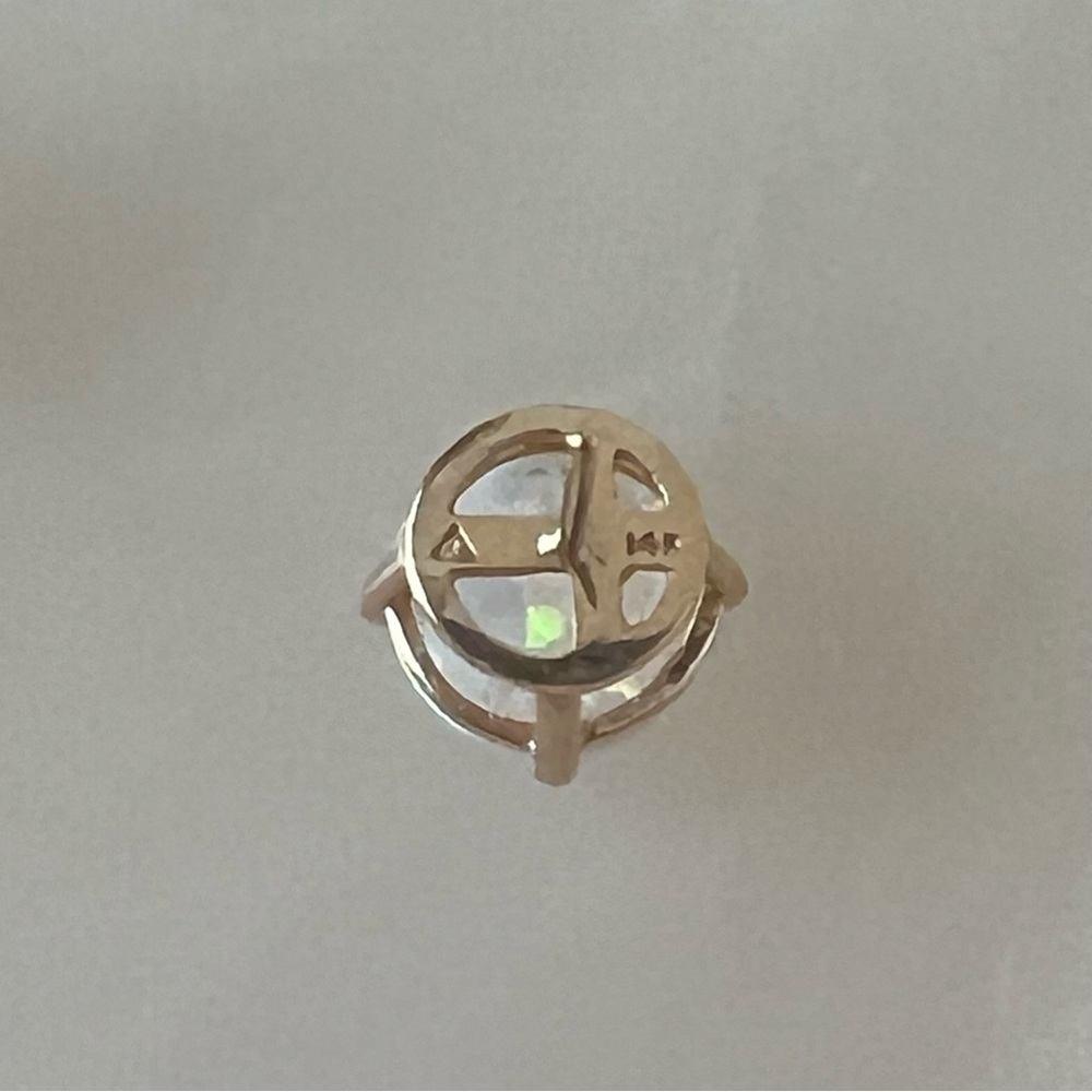 14k Solid Gold Opal Cabochon Post Earrings - Picture 14 of 16